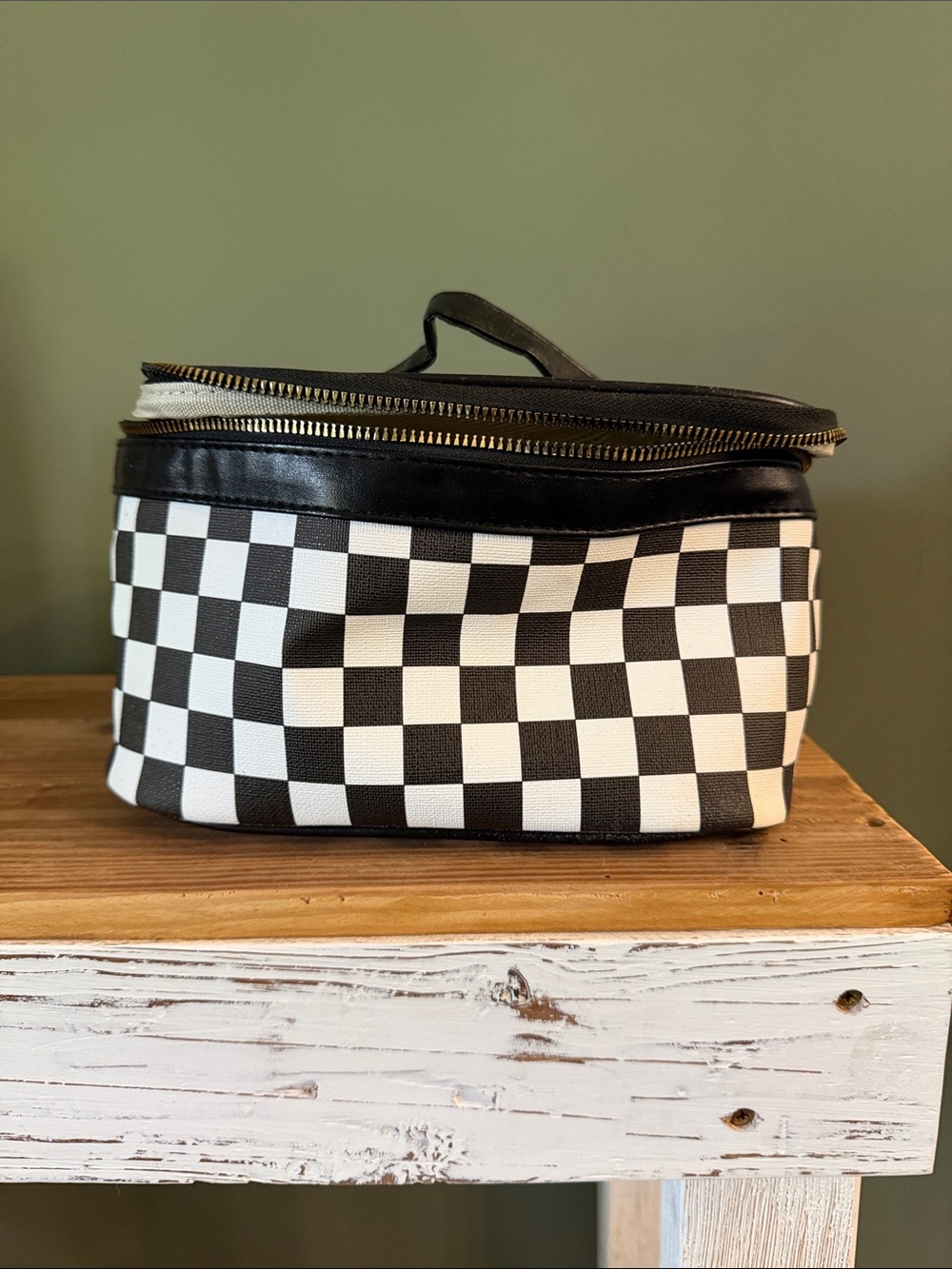 *NEW* Black & White Checkered Toiletry Bag